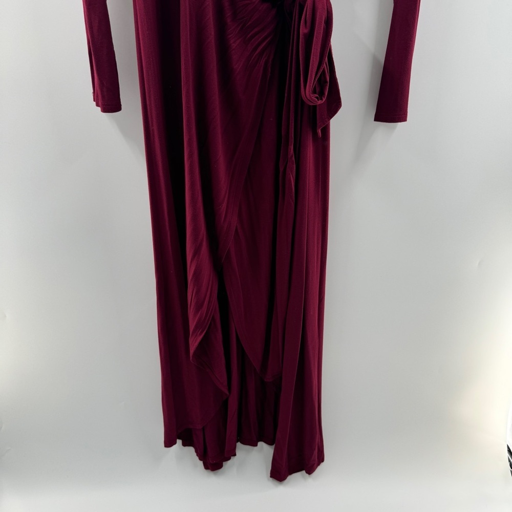 Gap Maroon Long Sleeve Wrap Dress with Side Tie – Size Medium - Picture 2 of 6